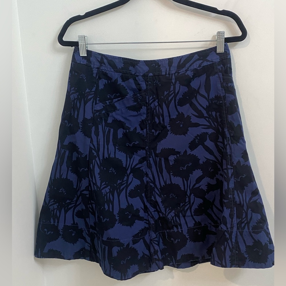 Marc Jacobs A Line Twill Denim Skirt Blue Black Floral Print Sz. 4
